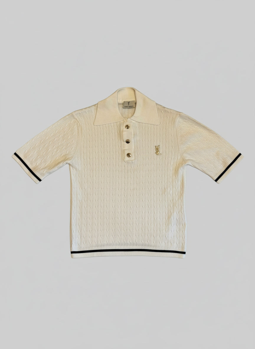 White knitted polo shirt Yves Saint Laurent