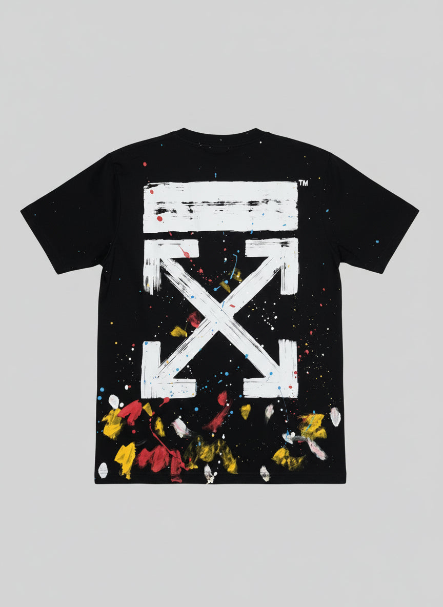 Black T-Shirt Off-White Paint-Splatter Tee