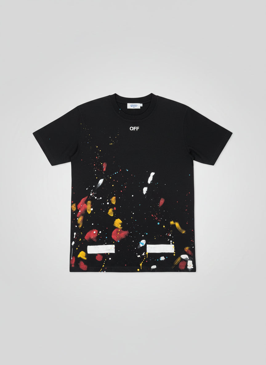 Black T-Shirt Off-White Paint-Splatter Tee